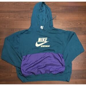 Nike Women's Heritage Fleece Pullover Hoodie Plus size XL Green Oversized Fit
